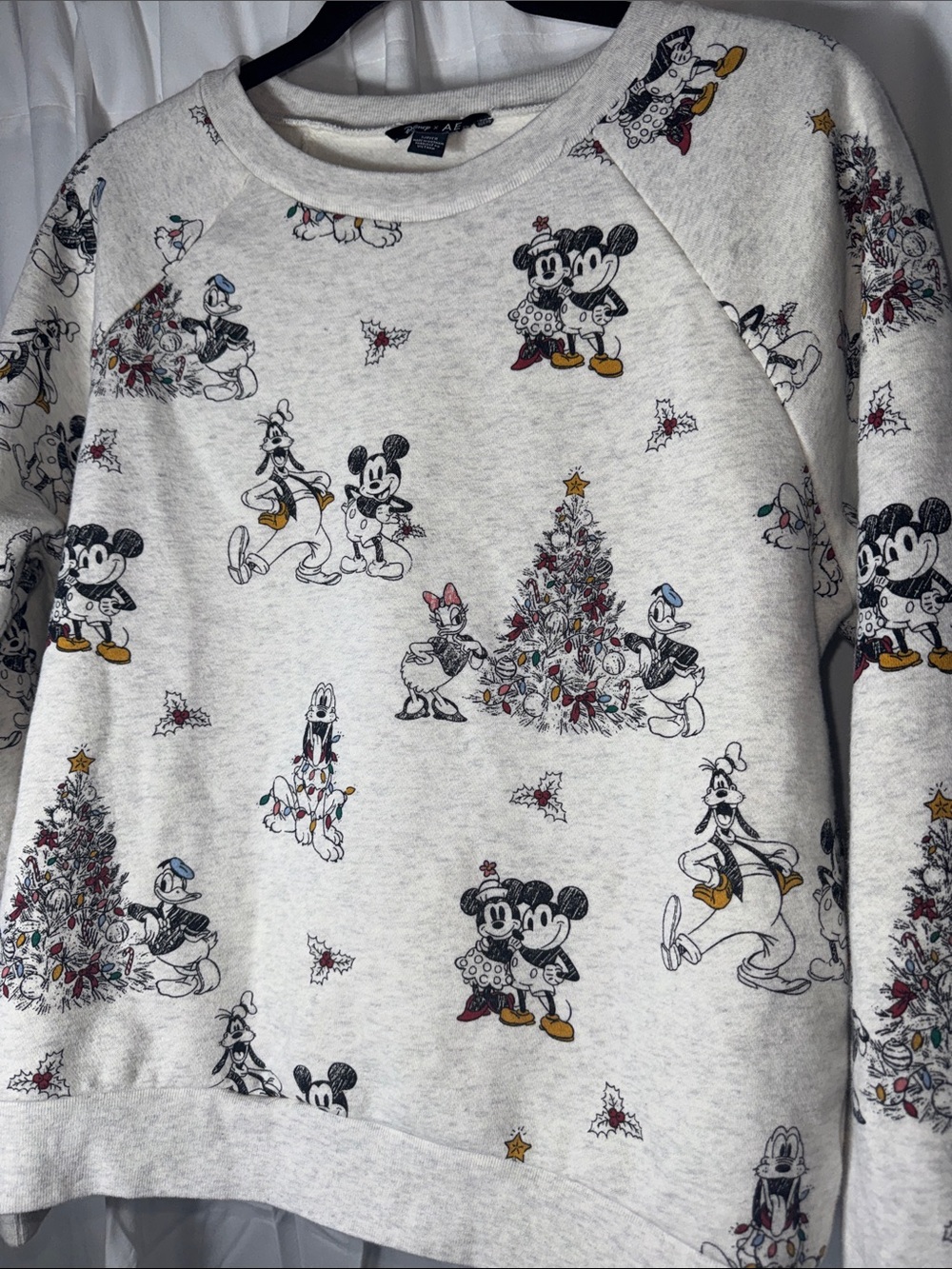 AE Disney Crew Neck Holiday Sweatshirt Mickey & Friends Christmas Pullover